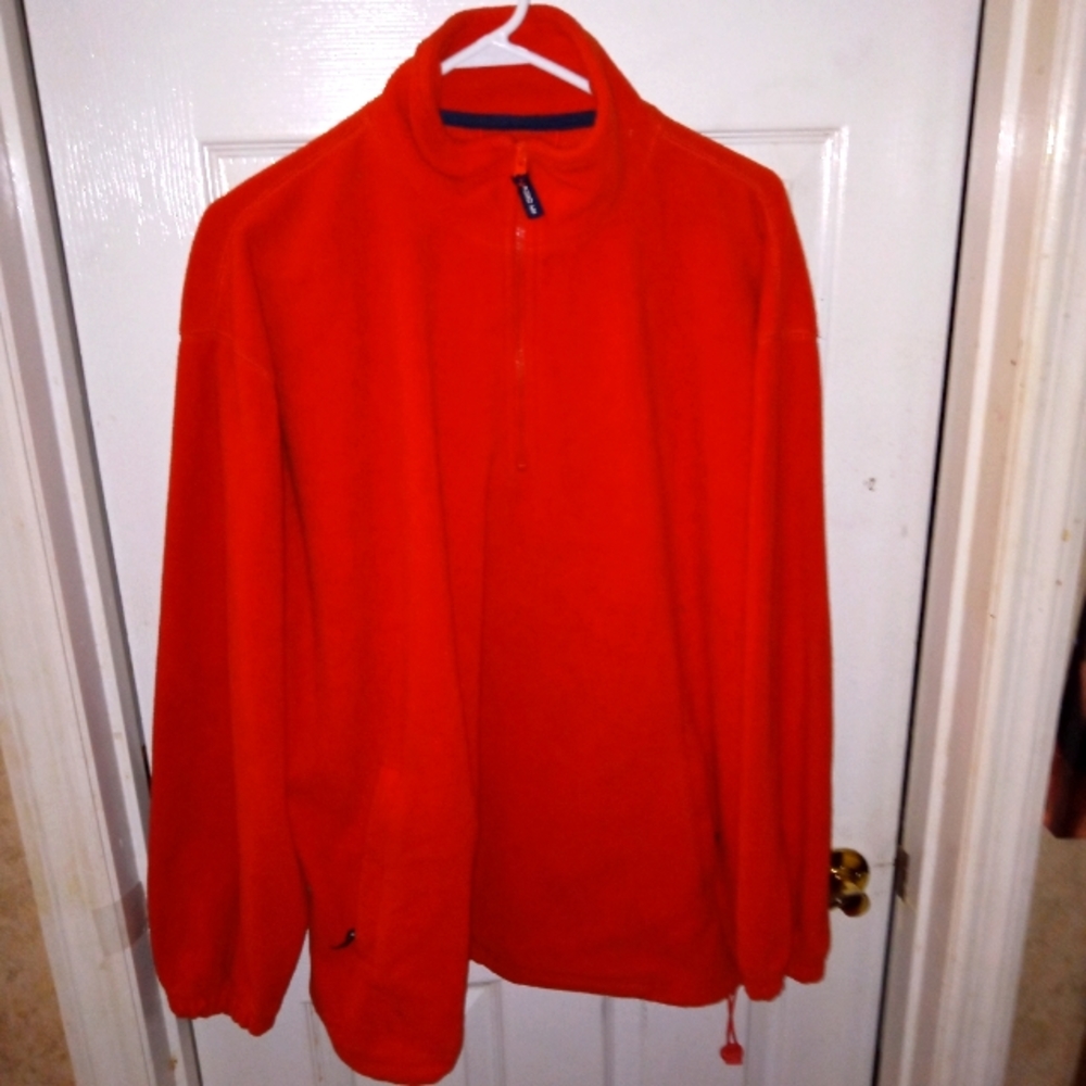 IVY CREW MEN'S ORANGE FLEECE JACKET WITH HALF- ZIPPERED FRONT ( L)